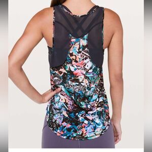 Lululemon sculpt tank in a cool colorful abstract pattern mesh back